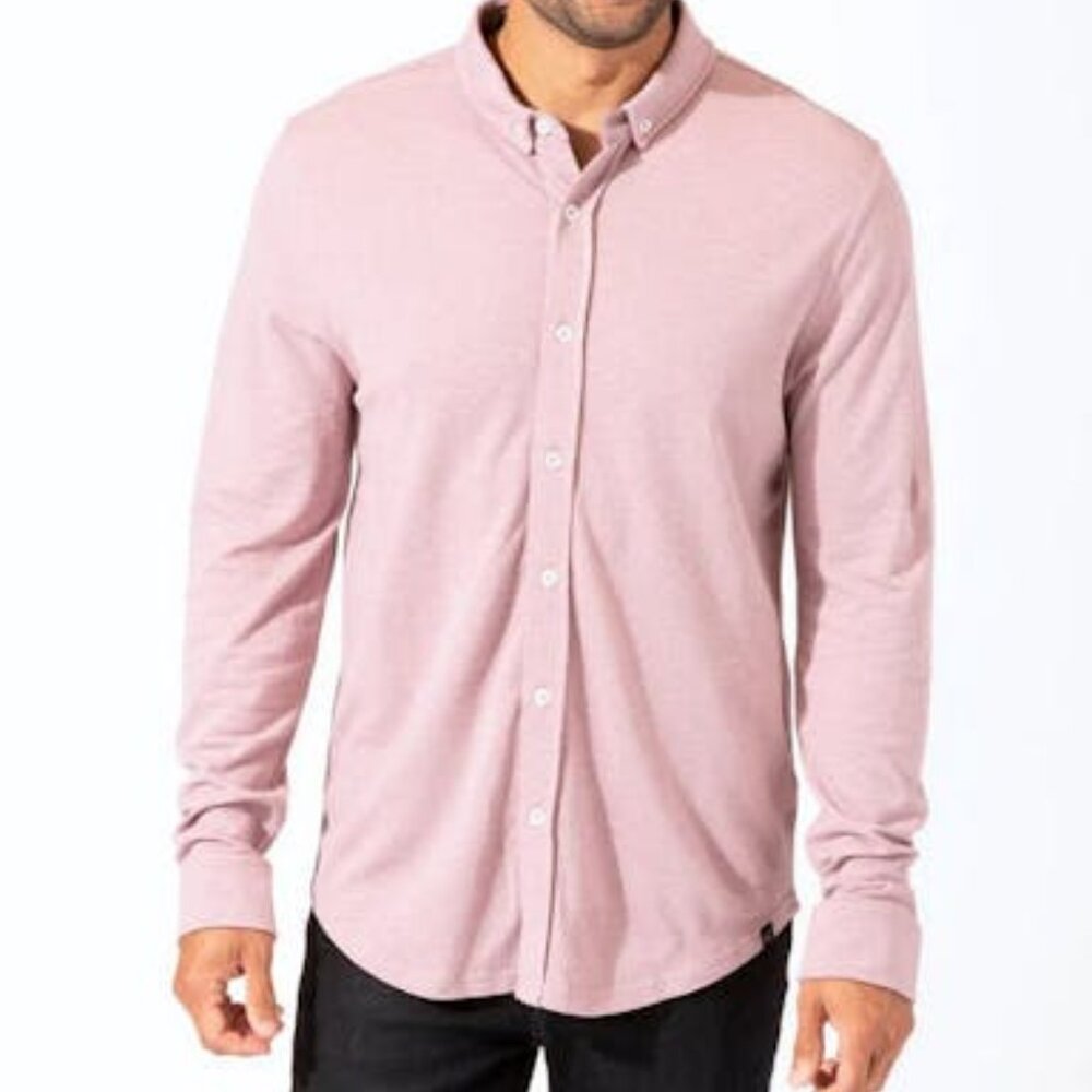 Threads 4 Thought Mens Mika Pique Button-Down Shirt in Heather Lilac, M